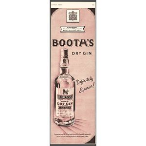 1950 Booth's Finest London Dry Gin Vintage Print Ad Hexagon Bottle Wall Art